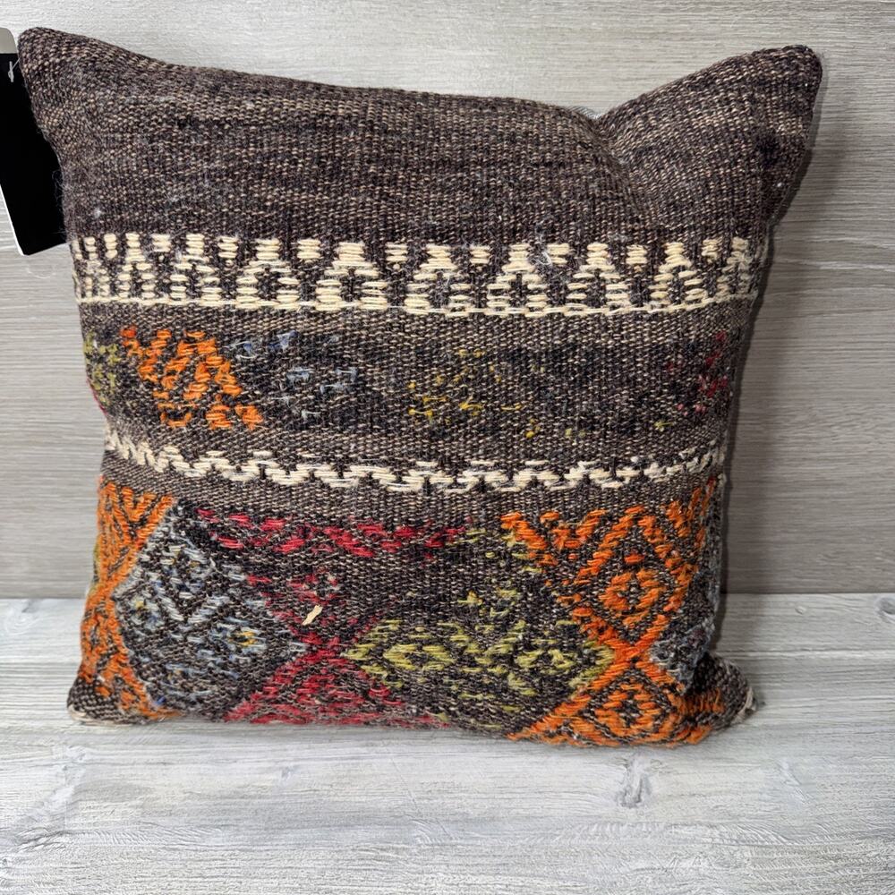 LOLOI “15 X 15” Throw Pillow Chunky Wool And Cotton Turkey